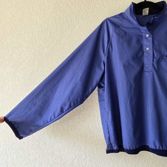 LL Bean L Blue Vintage 90's Popover Windbreaker‎ Jacket Snap Closure - Picture 4 of 8